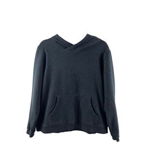 Marine Layer Fleece Crossover Lined Pullover Hoodie Womens Large Charcoal Gray